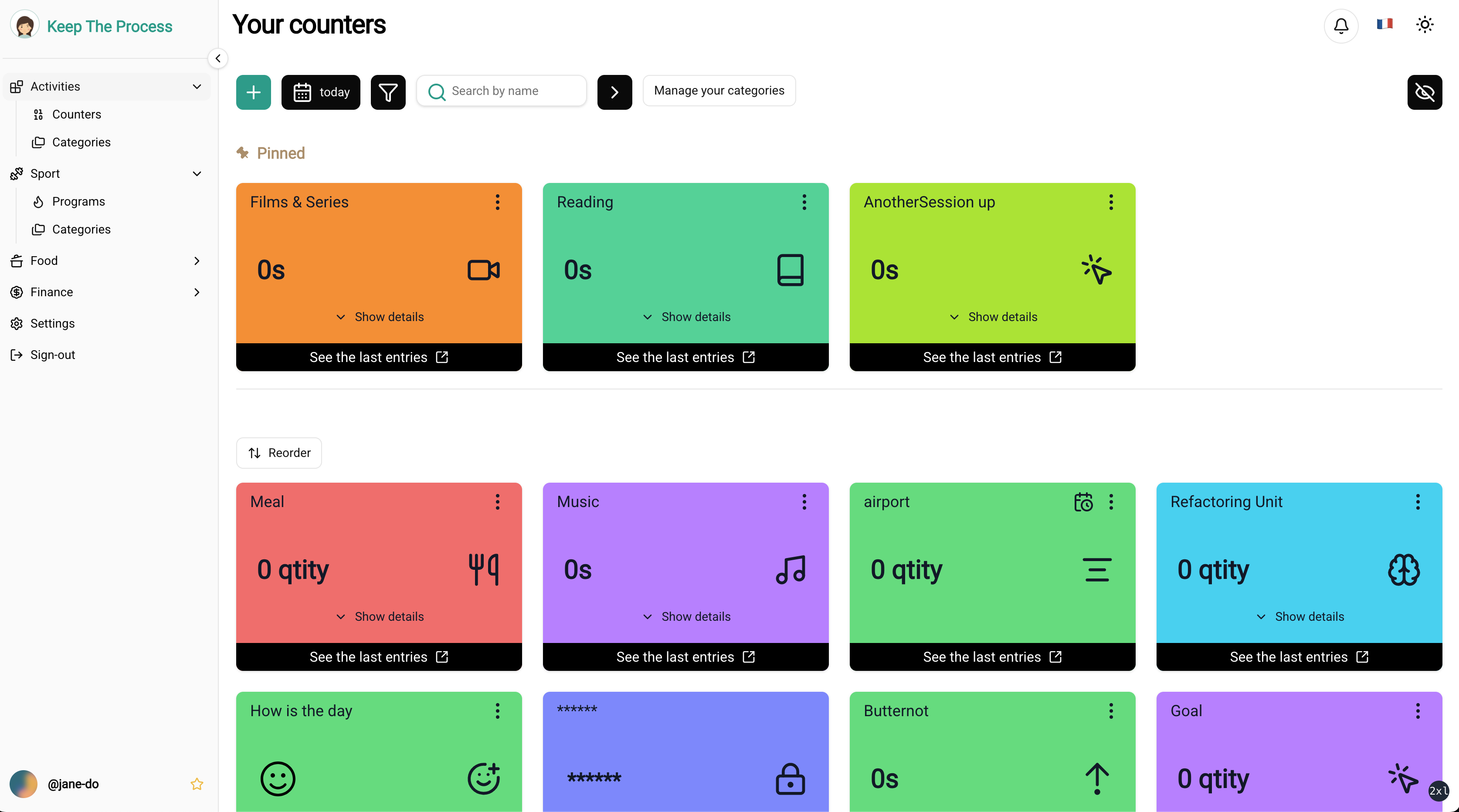 Keep The Process Dashboard - Activity Counters